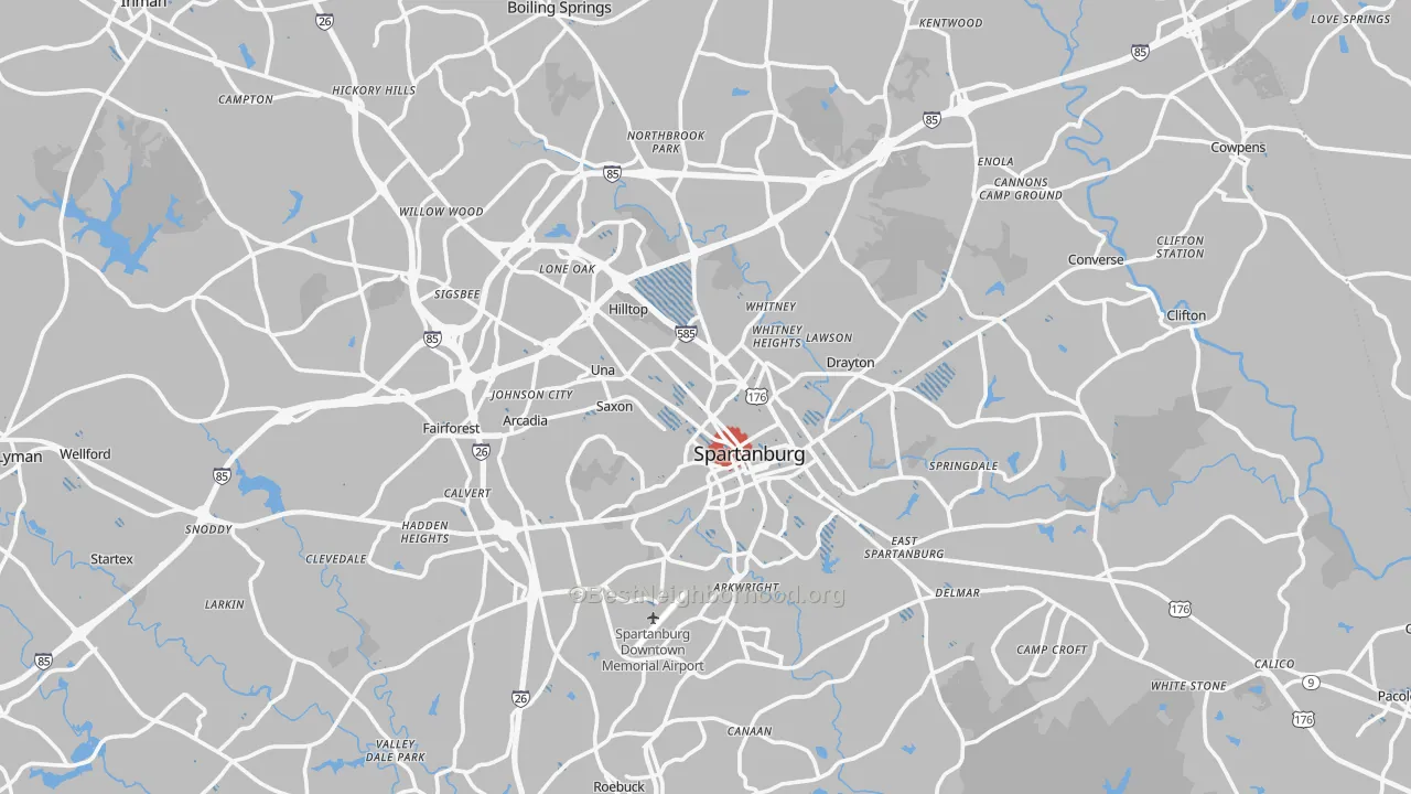 Transit Grade map of Spartanburg, SC