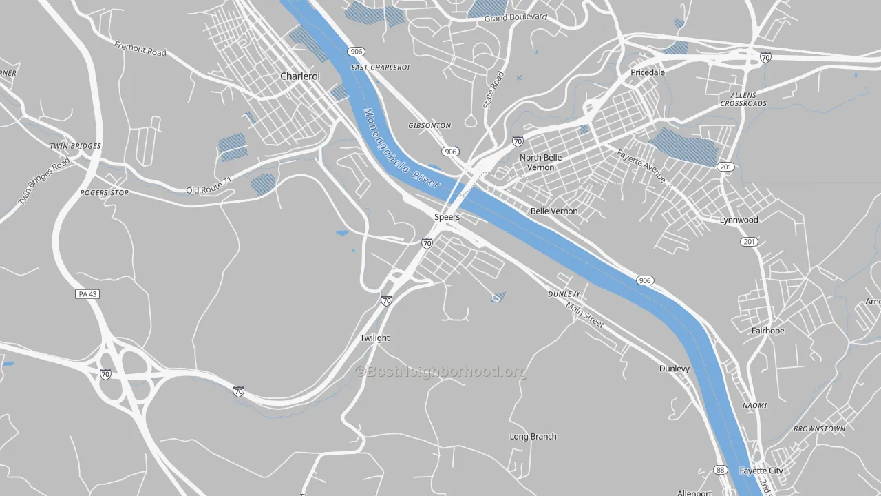 Transit Grade map of Speers, PA