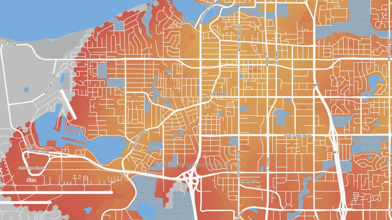 Transit Grade map of Spenard, Anchorage, AK