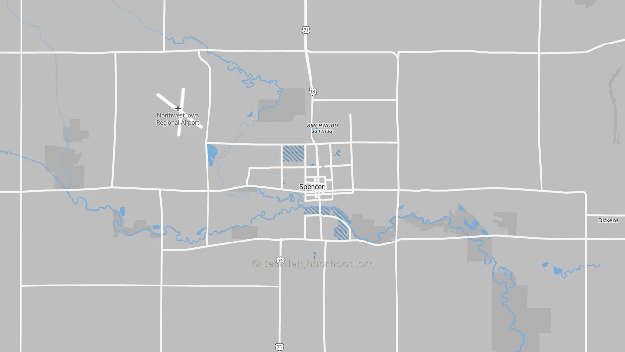 Transit Grade map of Spencer, IA