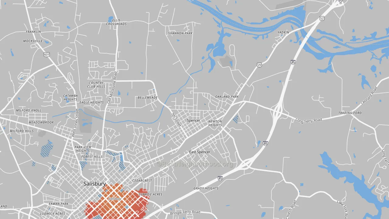 Transit Grade map of Spencer, NC