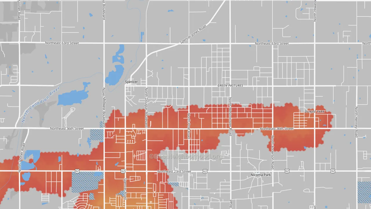 Transit Grade map of Spencer, OK