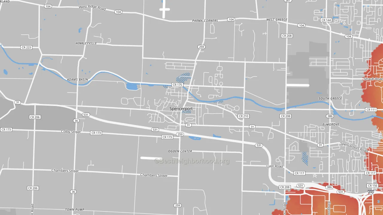 Transit Grade map of Spencerport, NY