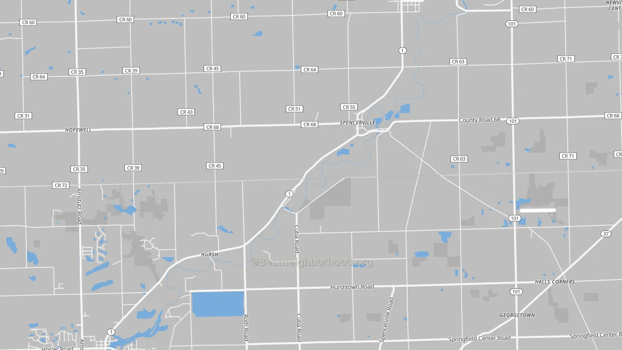 Transit Grade map of Spencerville, IN