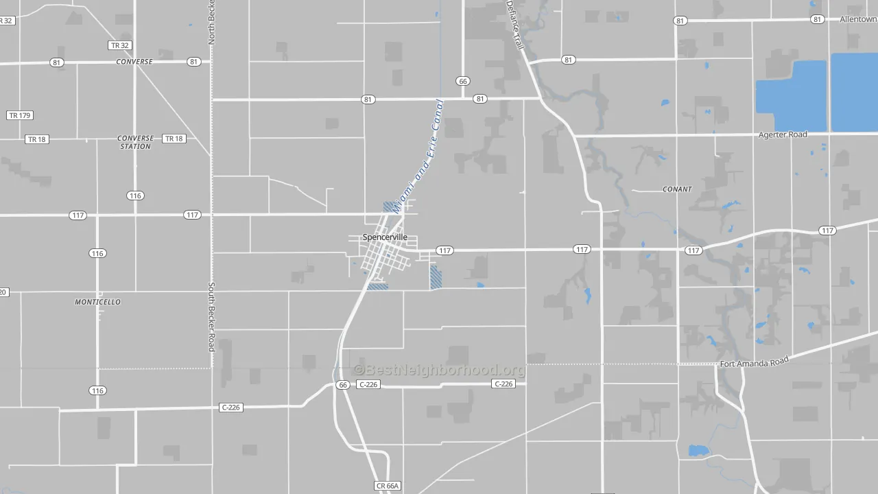 Transit Grade map of Spencerville, OH