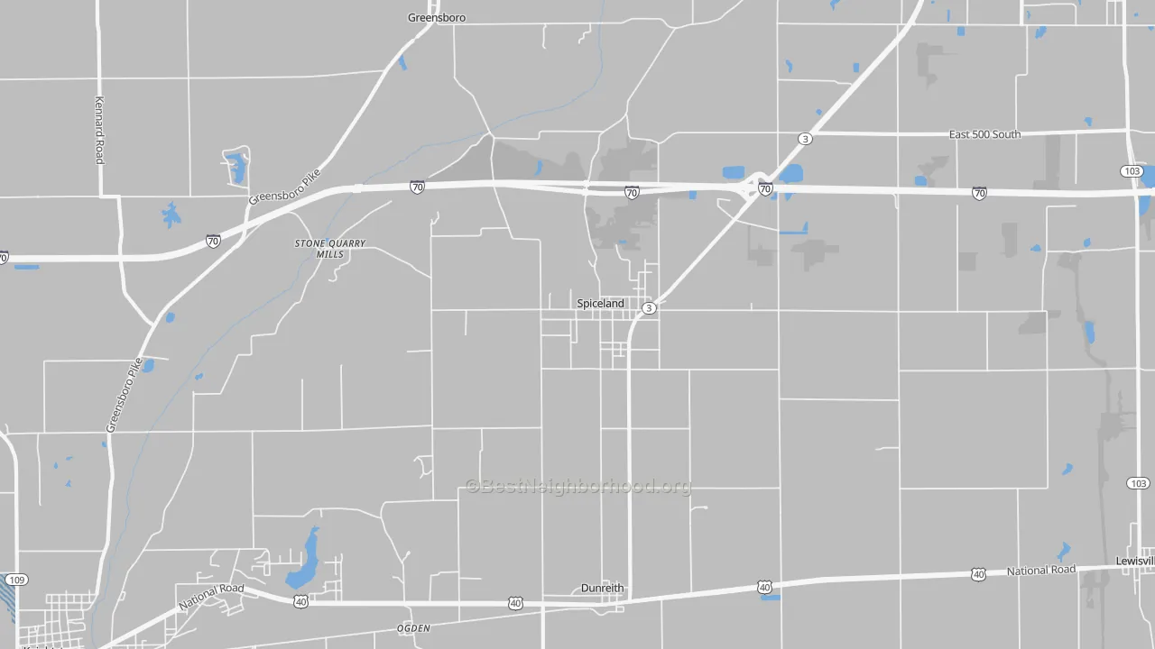 Transit Grade map of Spiceland, IN