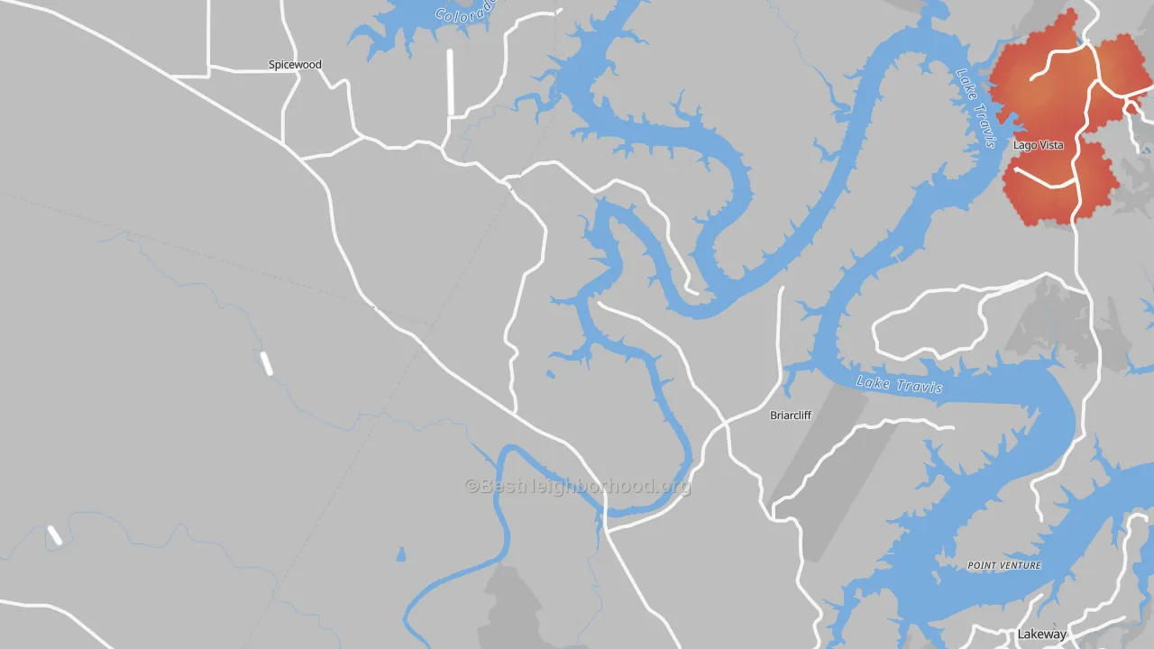 Transit Grade map of Spicewood, TX
