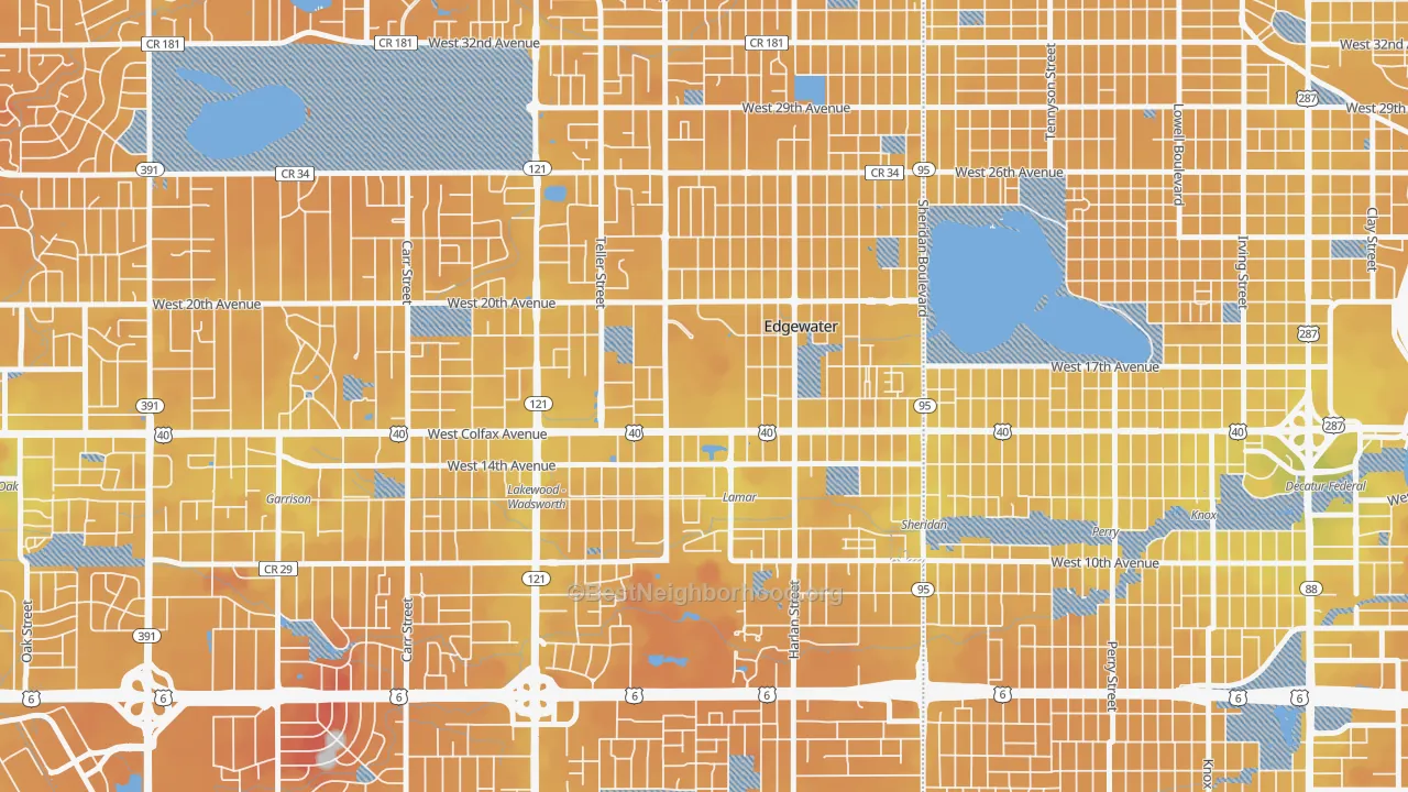 Transit Grade map of Spivak, Edgewater, CO