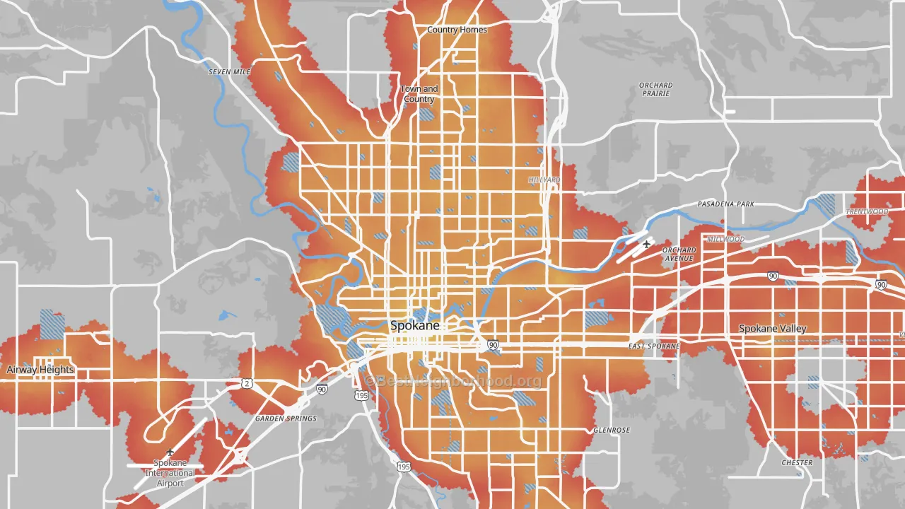 Transit Grade map of Spokane, WA