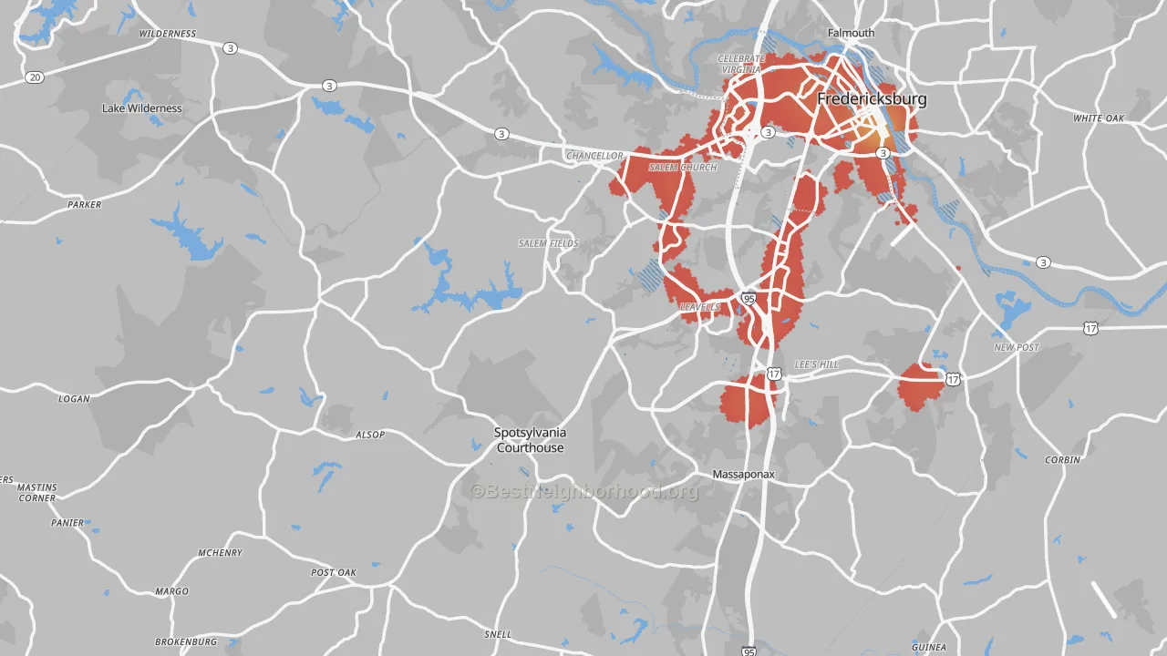 Transit Grade map of Spotsylvania County, VA