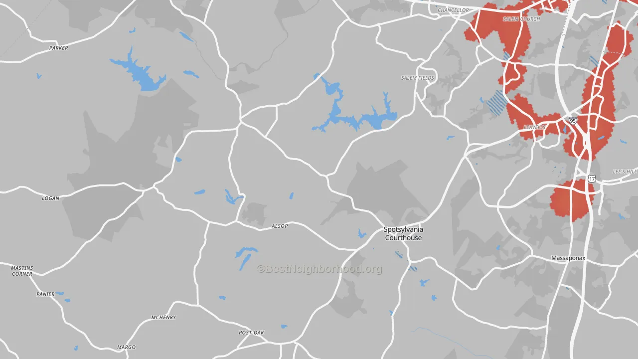 Transit Grade map of Spotsylvania, VA