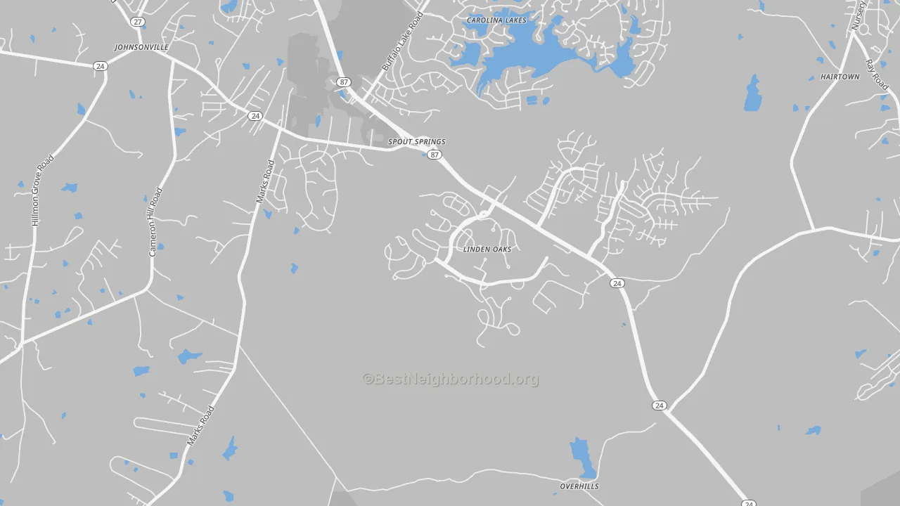 Transit Grade map of Spout Springs, NC