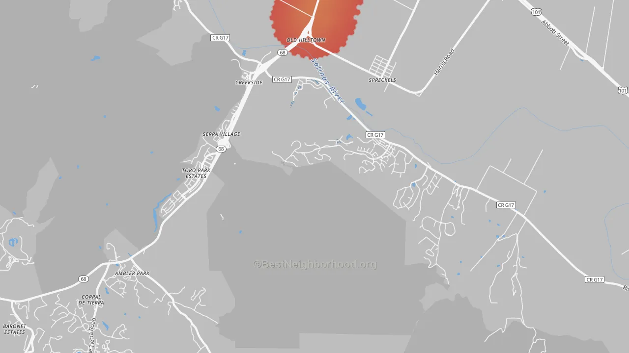 Transit Grade map of Spreckels, CA