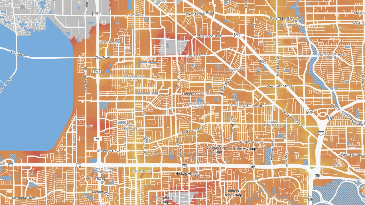 Transit Grade map of Spring Branch, Houston, TX