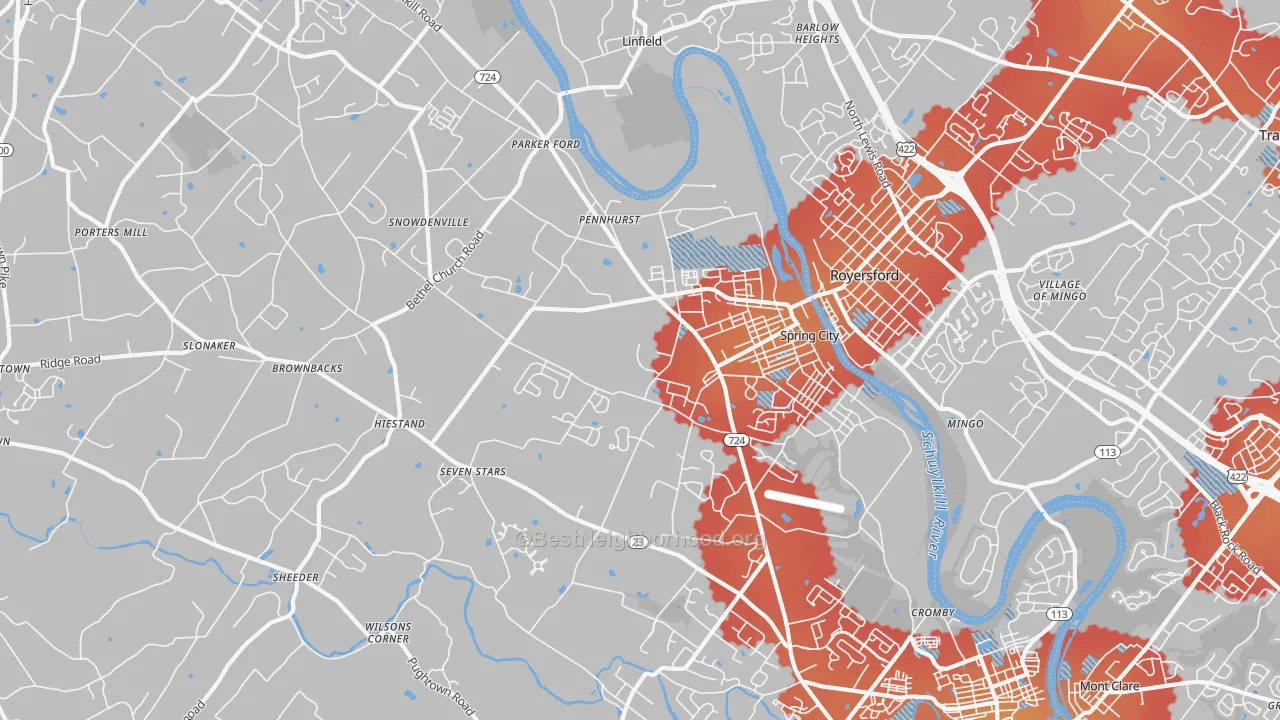 Transit Grade map of Spring City, PA