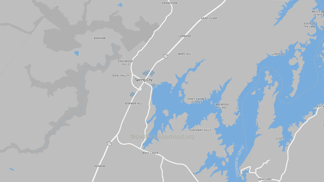 Transit Grade map of Spring City, TN