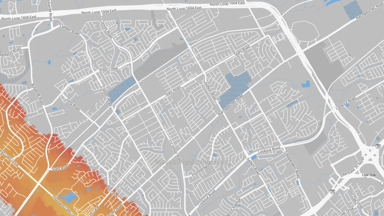 Transit Grade map of Spring Creek, San Antonio, TX