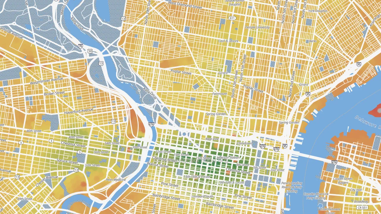 Transit Grade map of Spring Garden, Philadelphia, PA