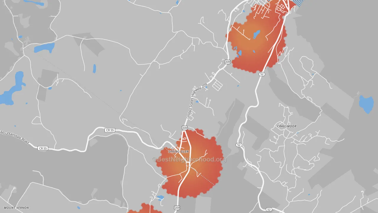 Transit Grade map of Spring Glen, NY
