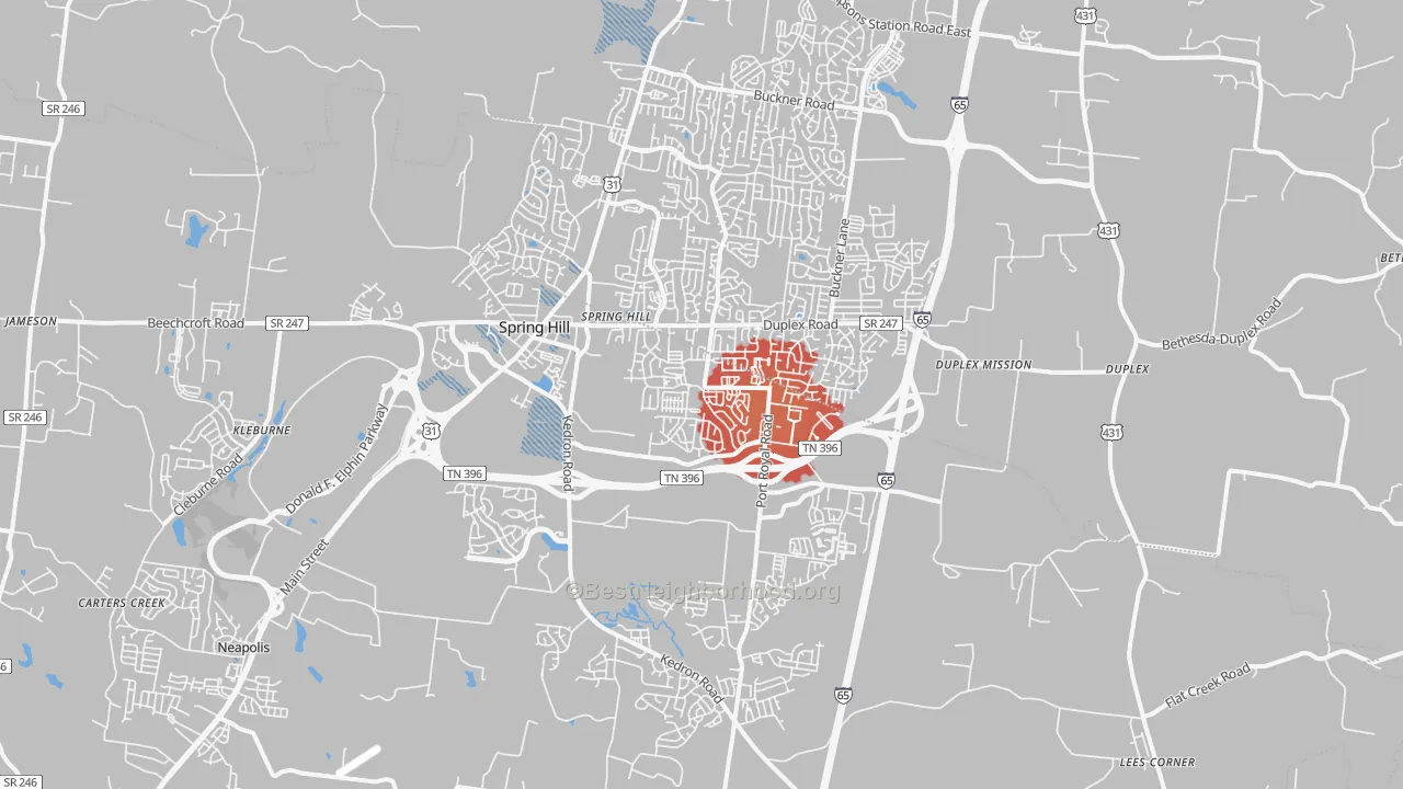 Transit Grade map of Spring Hill, TN