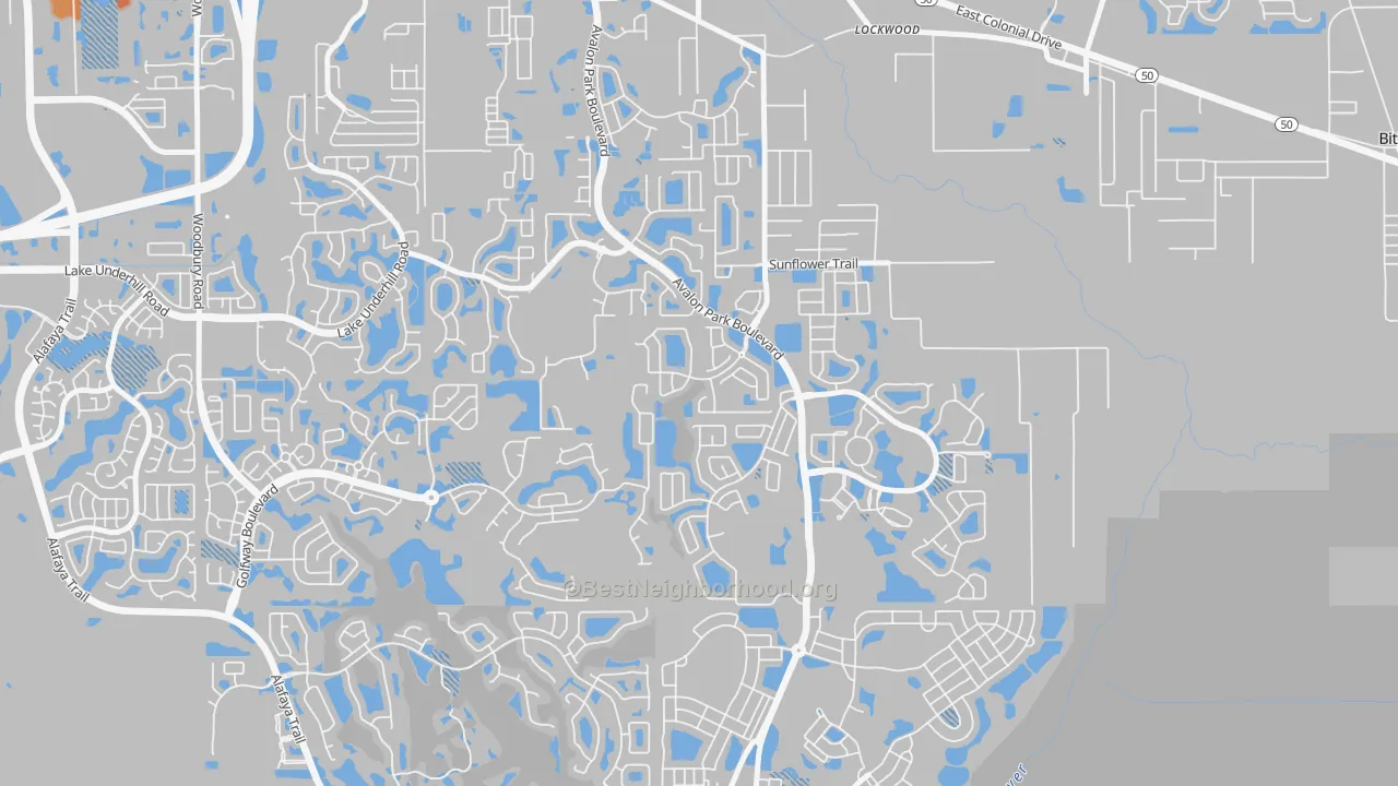 Transit Grade map of Spring Isle, Alafaya, FL