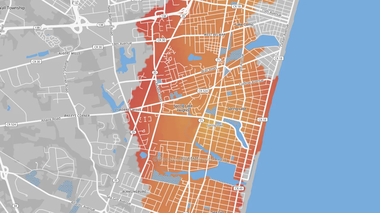 Transit Grade map of Spring Lake Heights, NJ