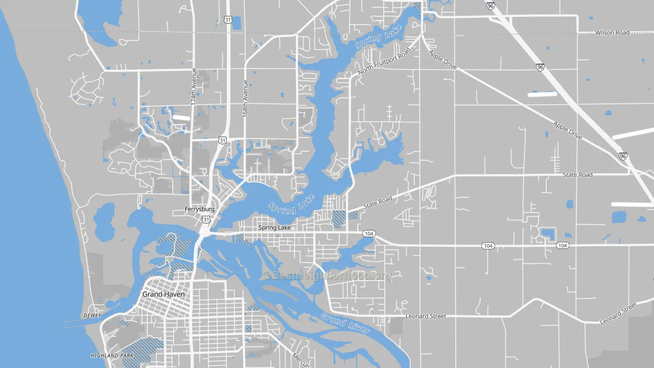 Transit Grade map of Spring Lake, MI
