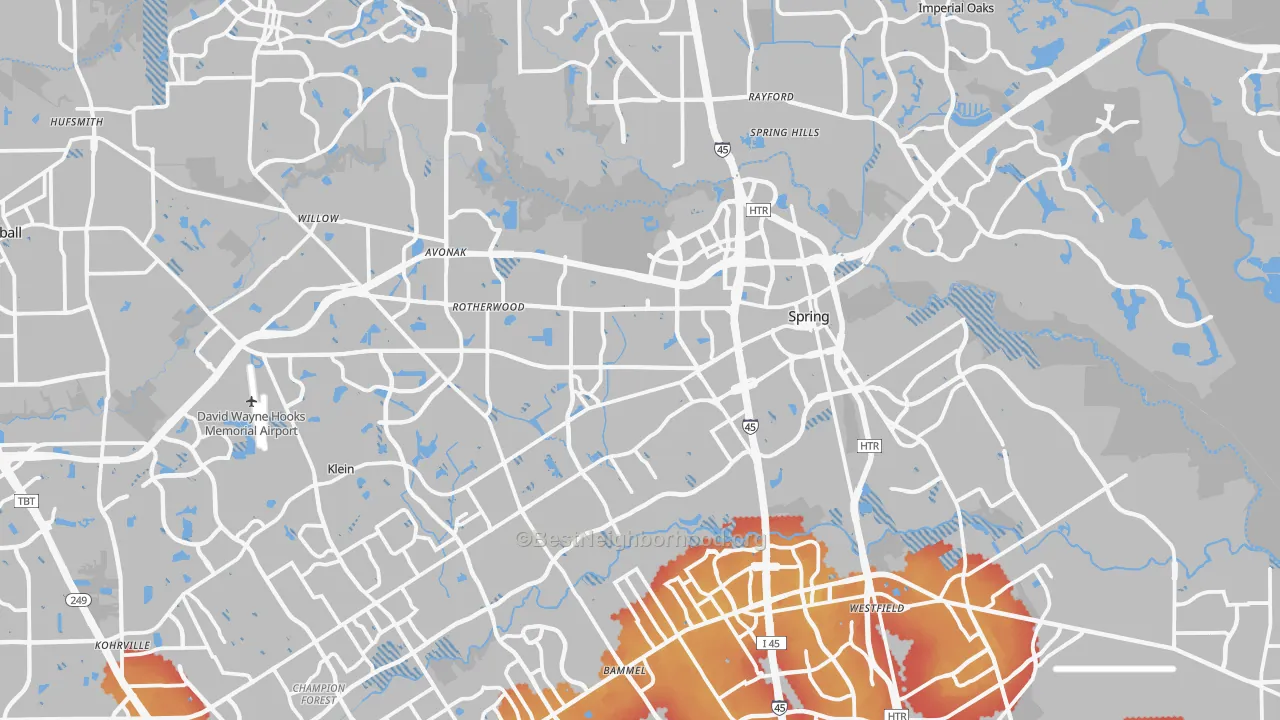Transit Grade map of Spring, TX