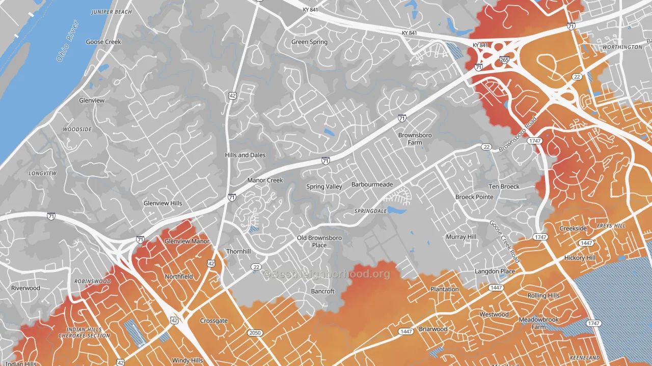 Transit Grade map of Spring Valley, KY