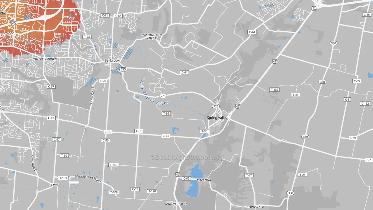 Transit Grade map of Spring Valley, OH