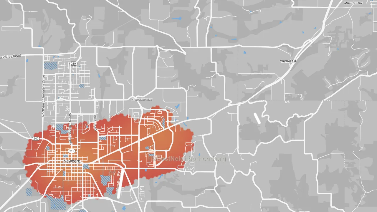 Transit Grade map of Springbrook, OR