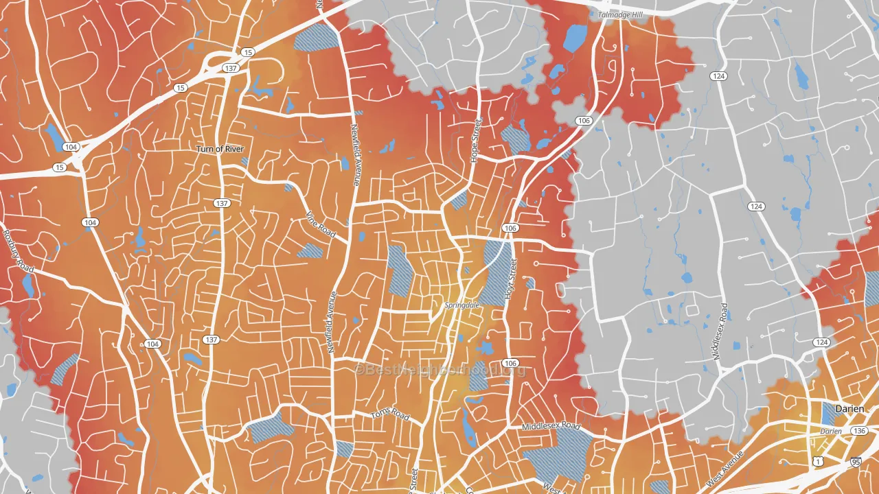 Transit Grade map of Springdale, Stamford, CT