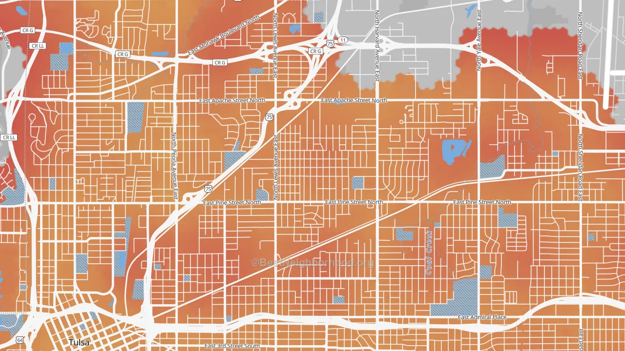 Transit Grade map of Springdale, Tulsa, OK