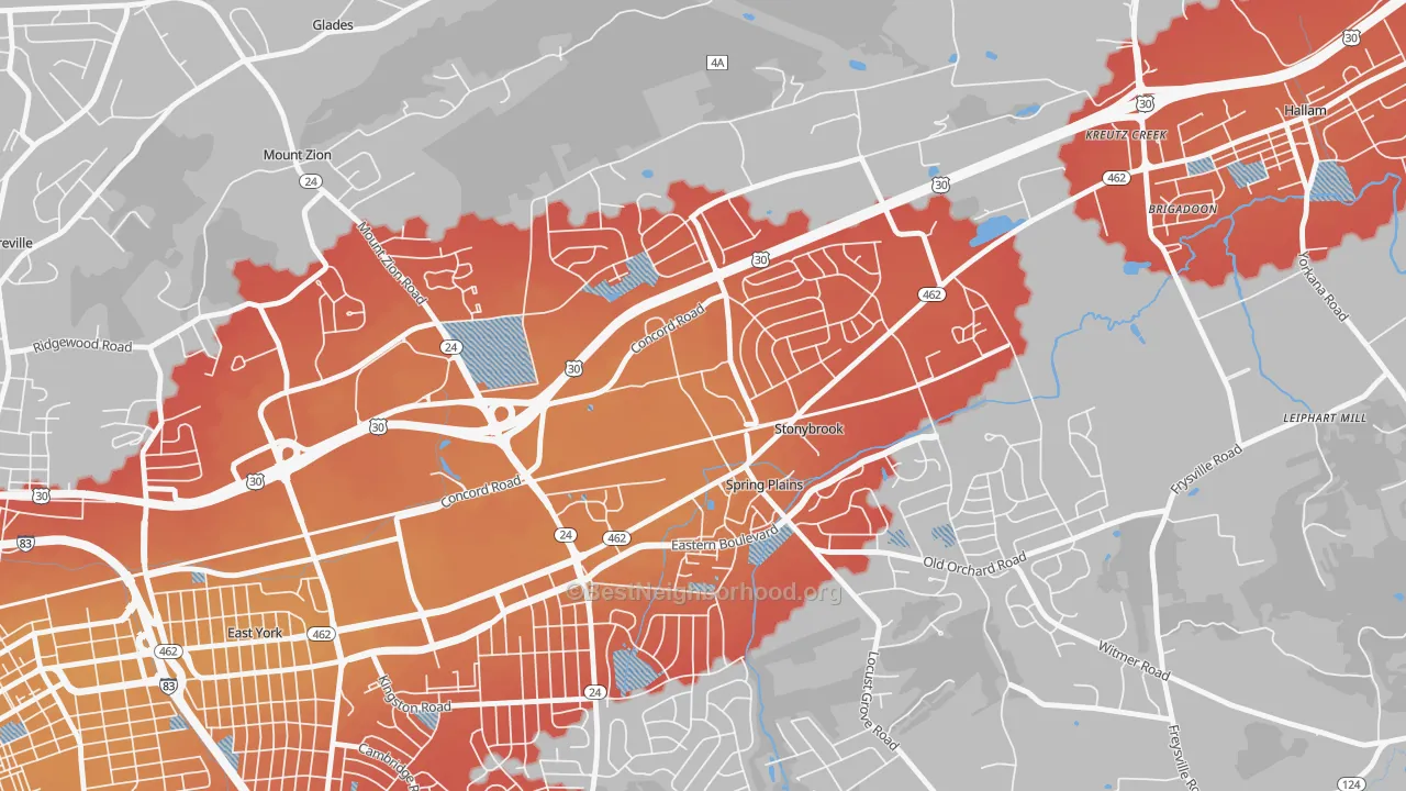 Transit Grade map of Springetts Manor-Yorklyn, York, PA