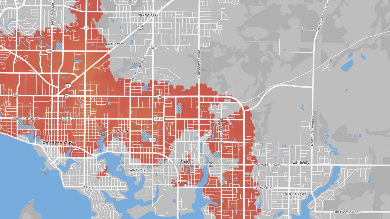 Transit Grade map of Springfield, FL