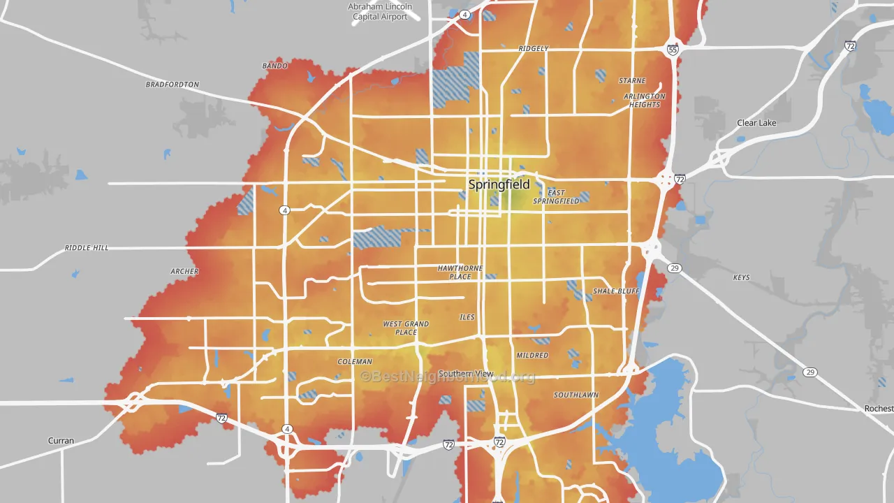 Transit Grade map of Springfield, IL
