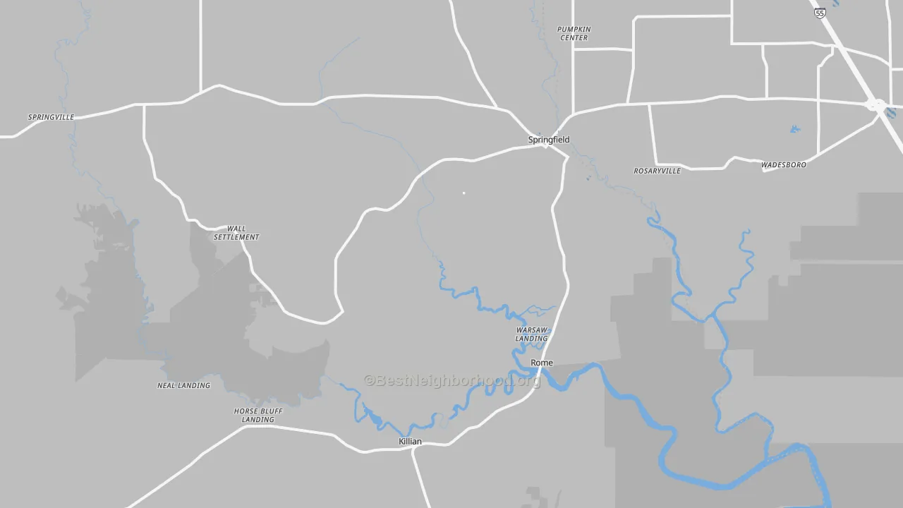 Transit Grade map of Springfield, LA