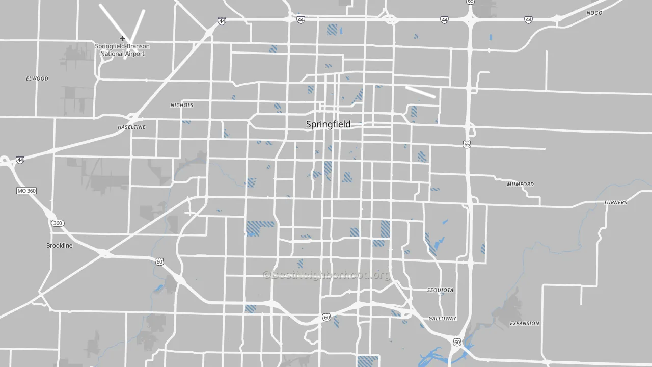 Transit Grade map of Springfield, MO