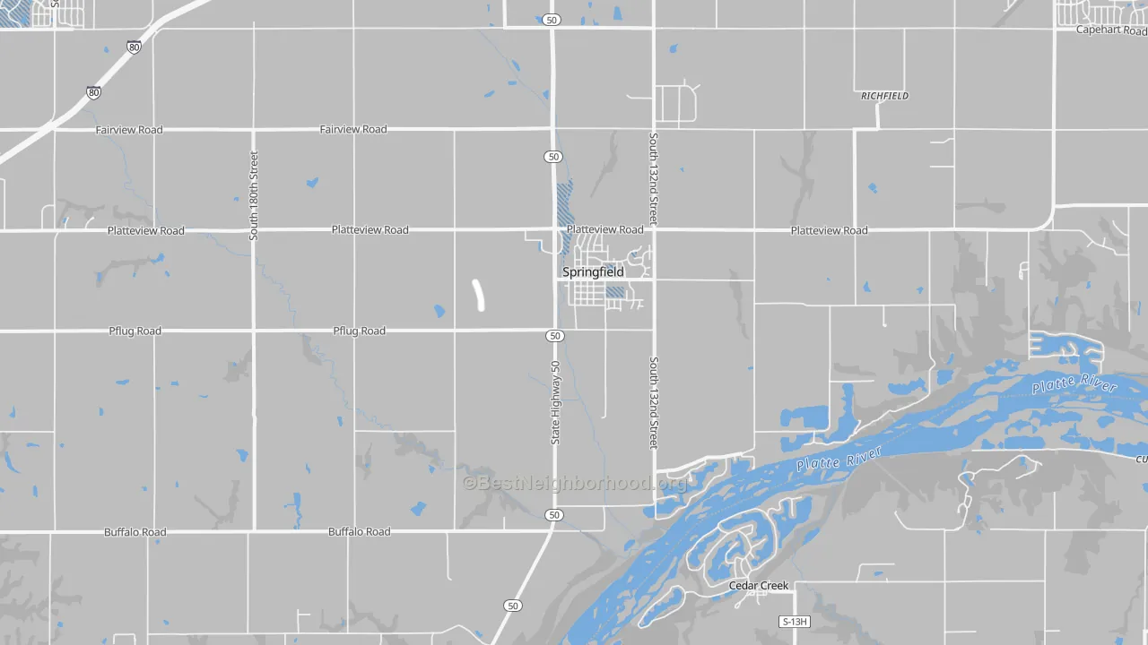 Transit Grade map of Springfield, NE