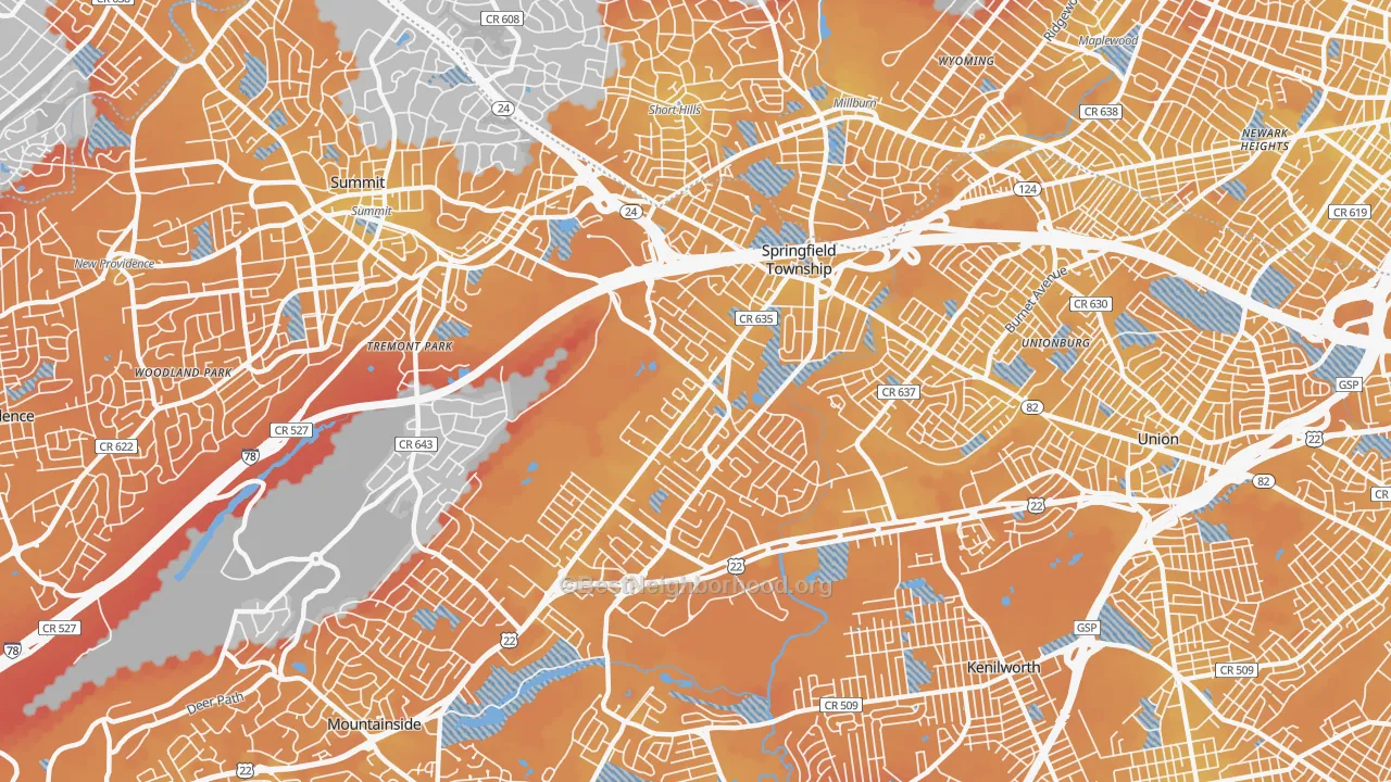 Transit Grade map of Springfield, NJ