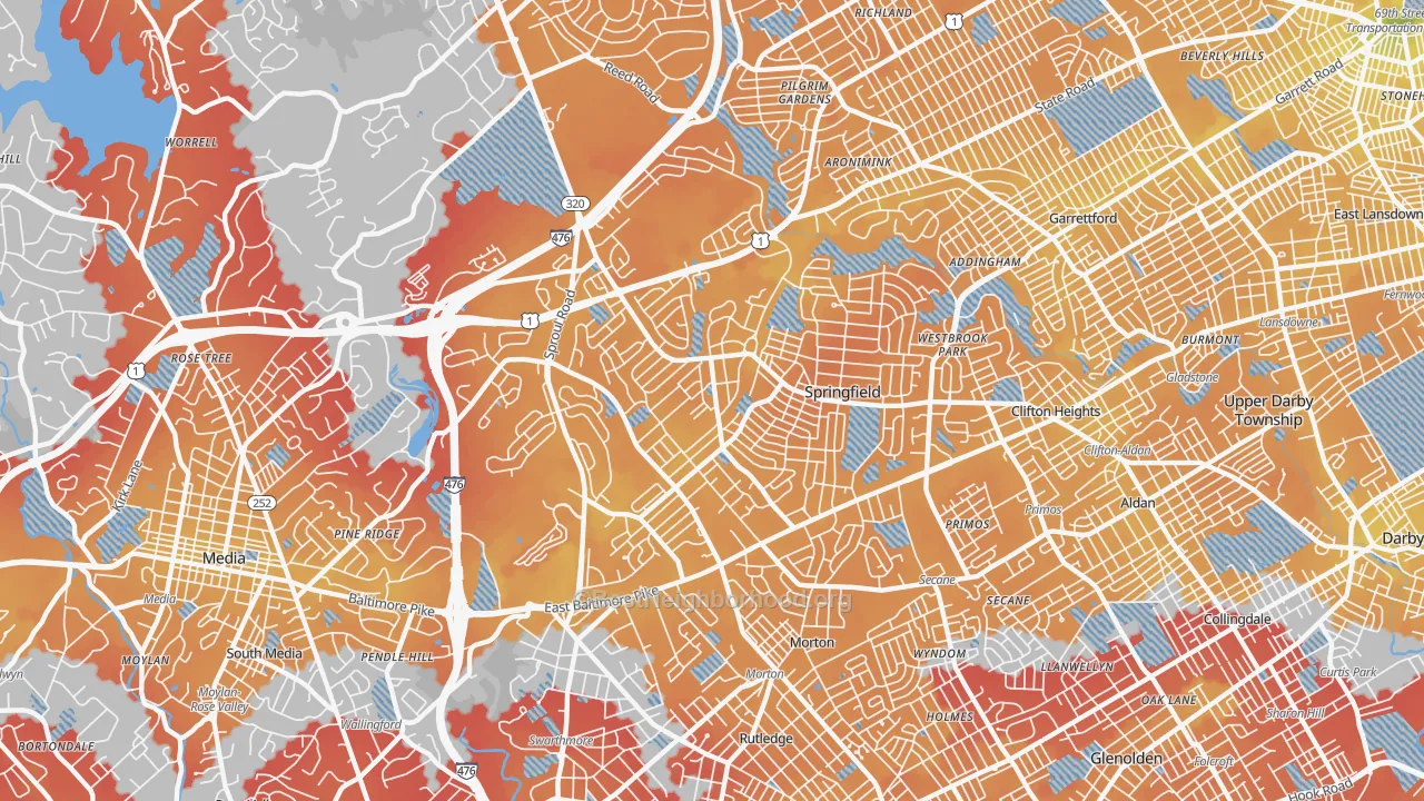 Transit Grade map of Springfield, PA