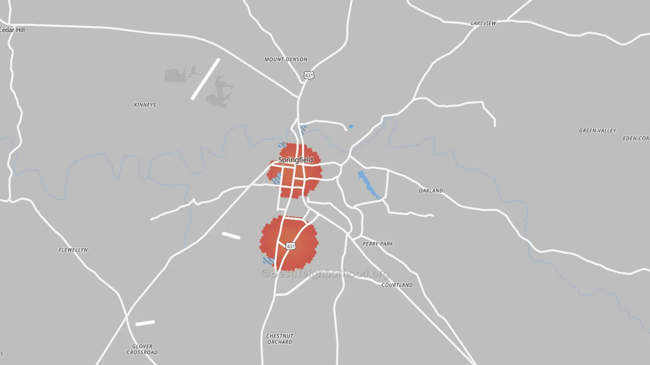 Transit Grade map of Springfield, TN