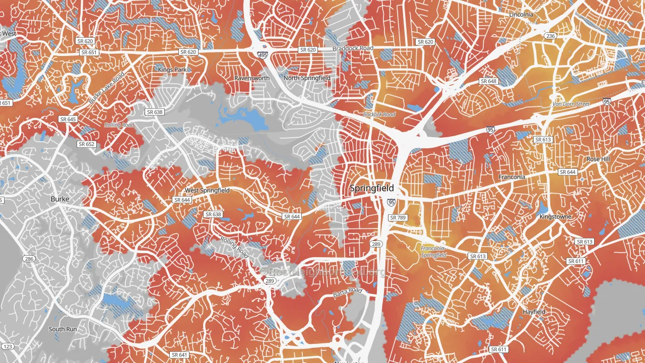 Transit Grade map of Springfield, VA