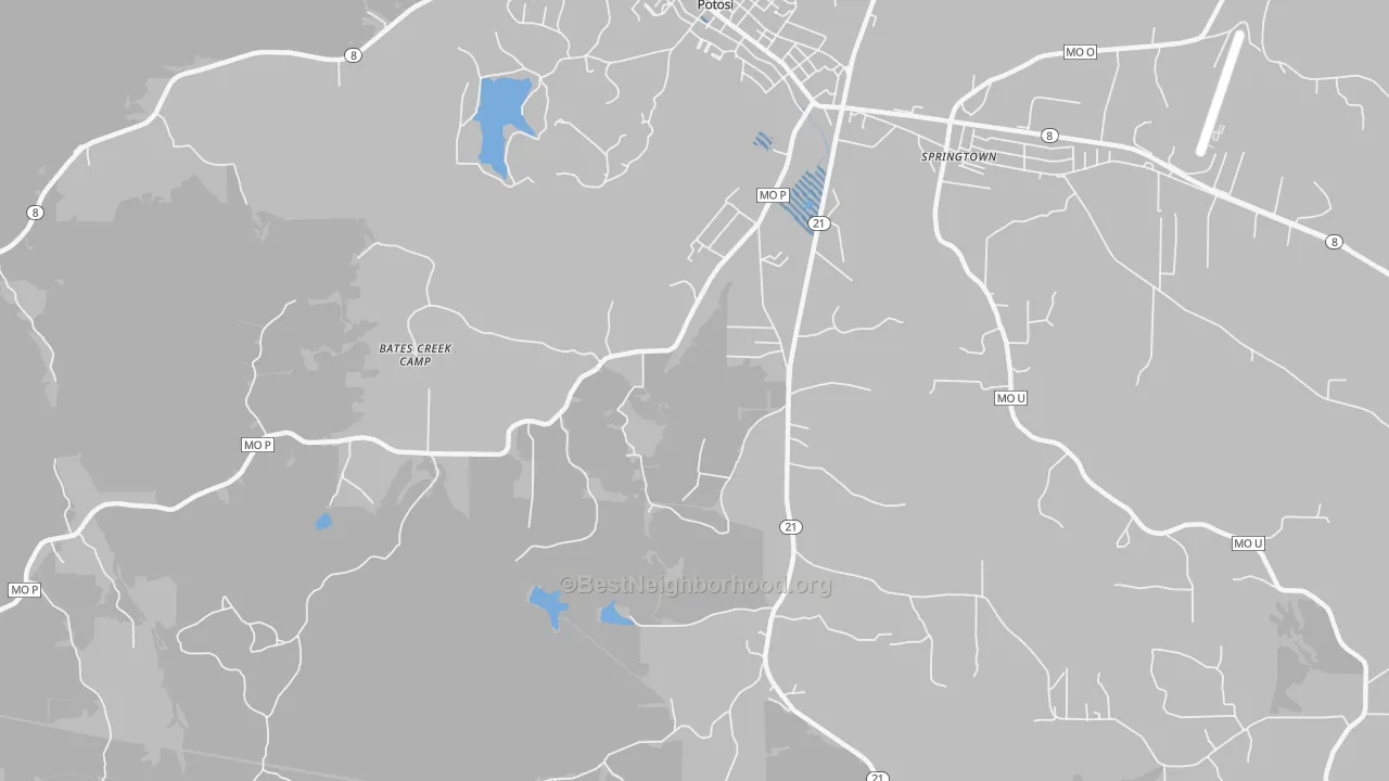 Transit Grade map of Springtown, MO