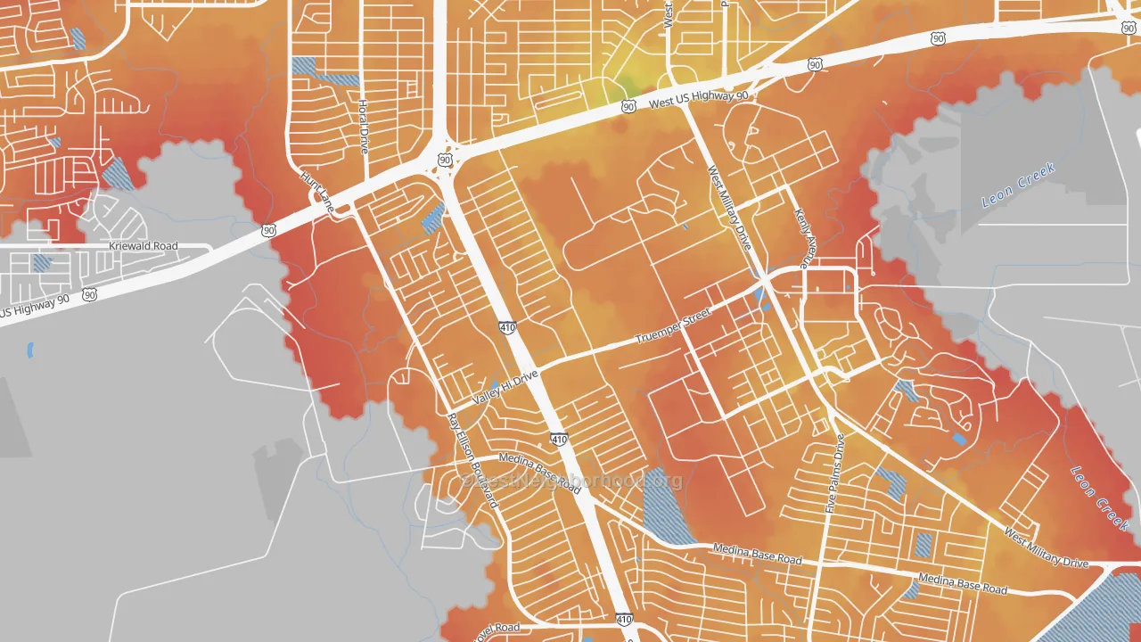 Transit Grade map of Springvale, San Antonio, TX
