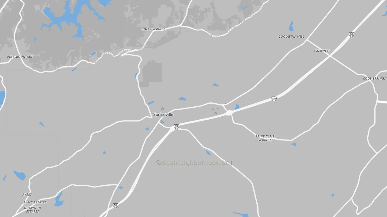Transit Grade map of Springville, AL