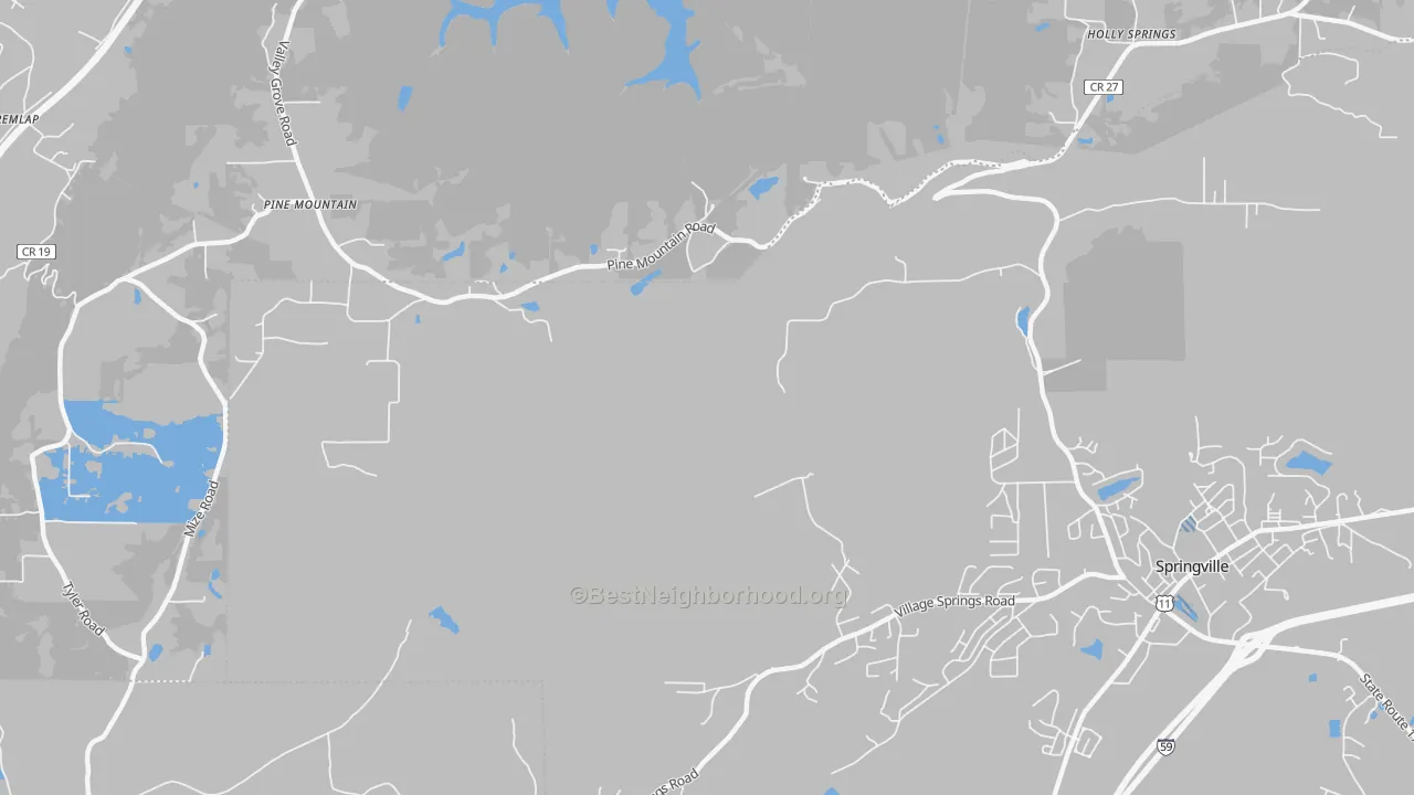 Transit Grade map of Springville Lake Estates, AL