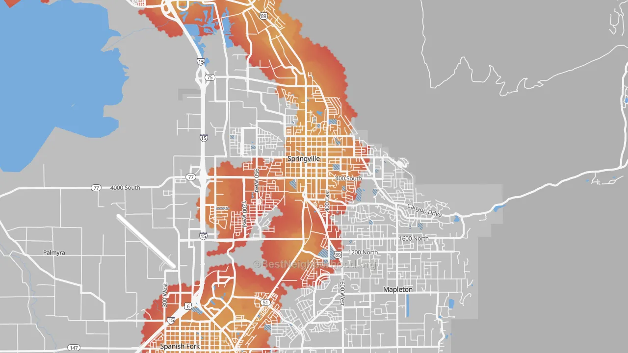 Transit Grade map of Springville, UT