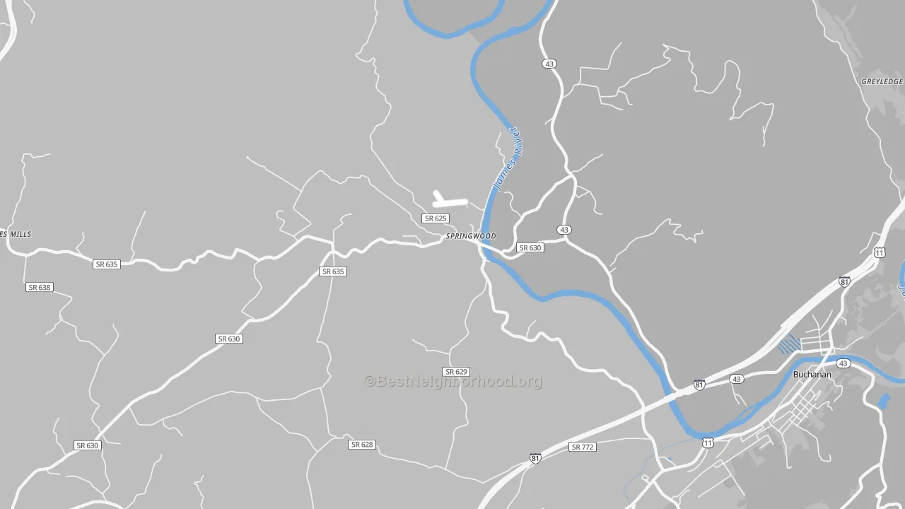 Transit Grade map of Springwood, VA