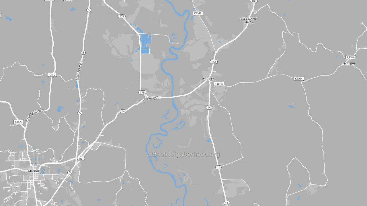 Transit Grade map of Sprott, AL